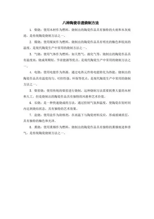 八种陶瓷非遗烧制方法