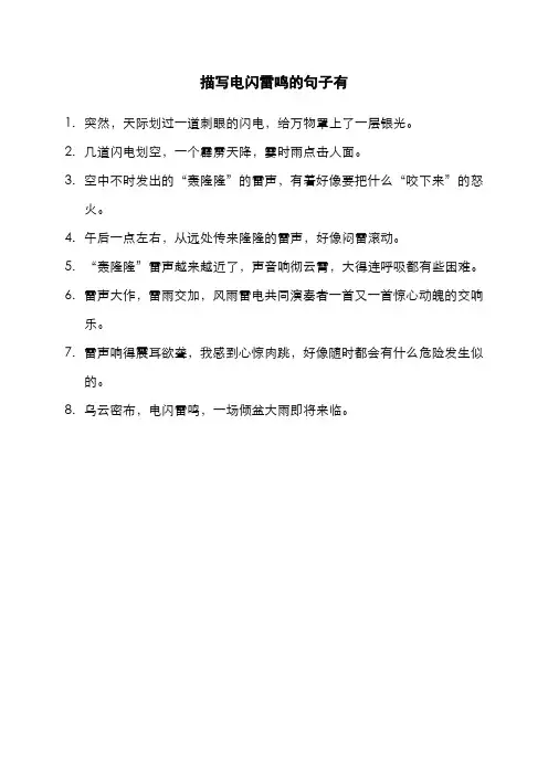 描写电闪雷鸣的句子有