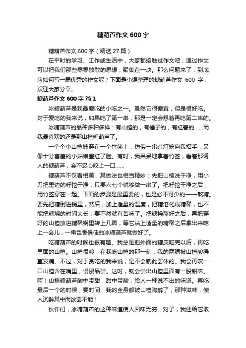 糖葫芦作文600字（精选27篇）