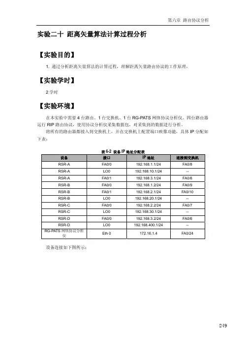 【协议分析】【距离矢量算法计算过程分析】