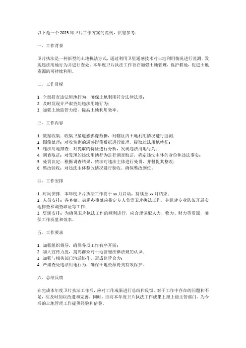 2023年 卫片工作方案