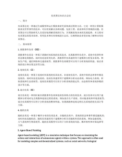 仿真算法知识点总结