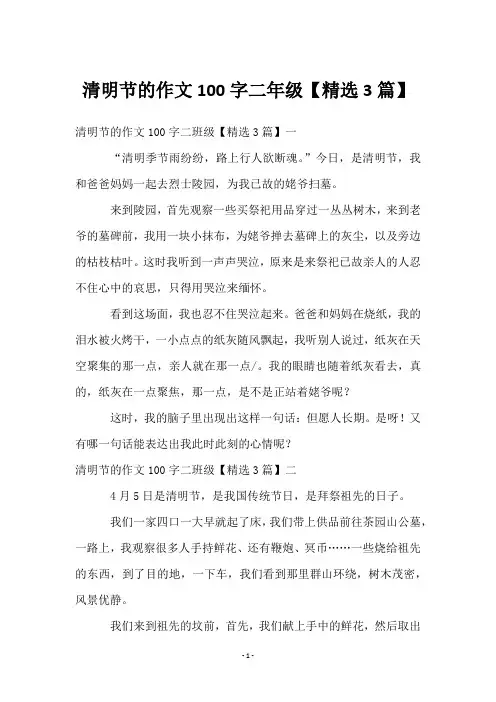 清明节的作文100字二年级【3篇】