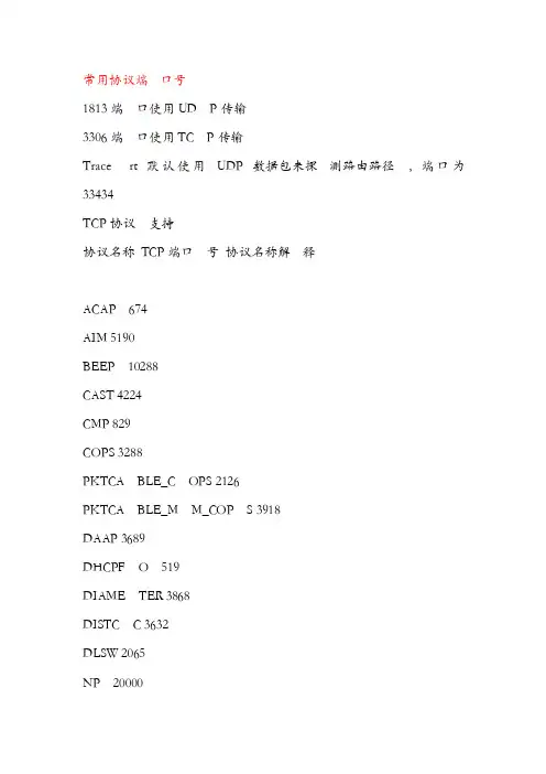 常用协议端口号