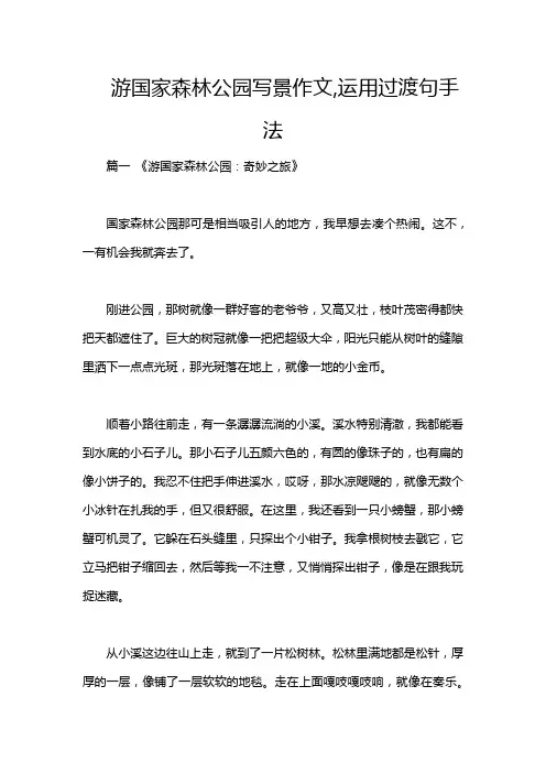 游国家森林公园写景作文,运用过渡句手法