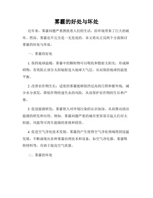 雾霾的好处与坏处