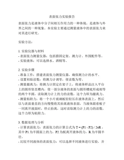表面张力实验报告