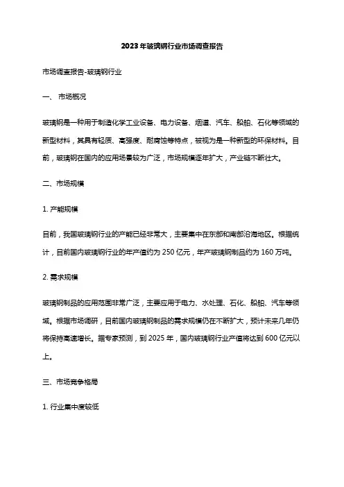 2023年玻璃钢行业市场调查报告