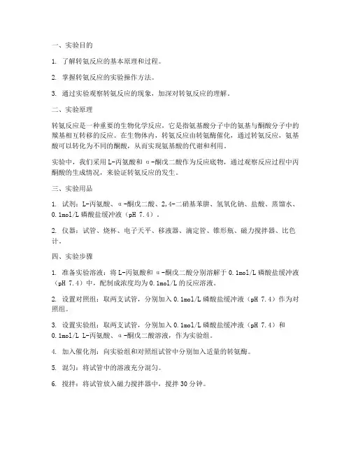 转氨反应实验报告