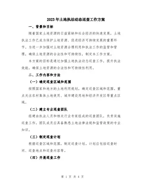 2023年土地执法动态巡查工作方案