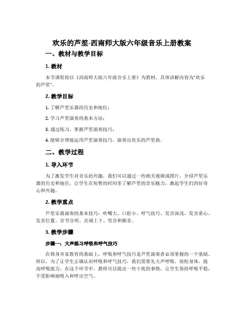 欢乐的芦笙-西南师大版六年级音乐上册教案