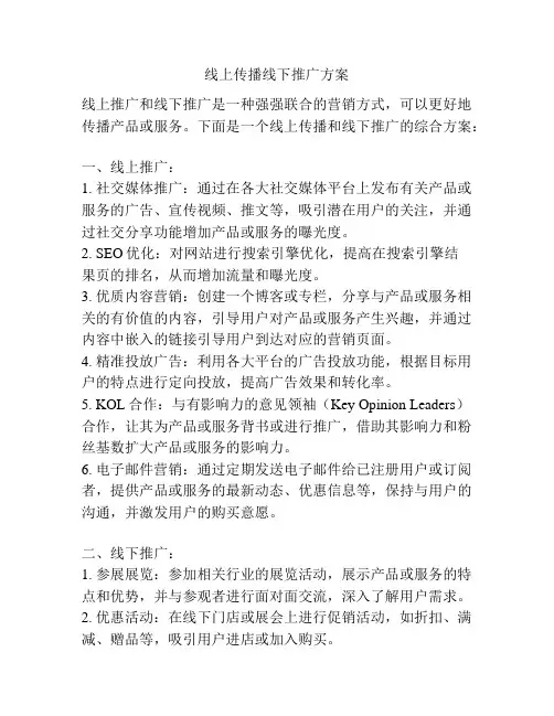 线上传播线下推广方案