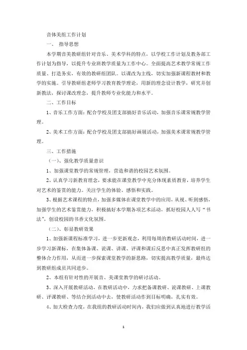 音体美组工作计划(最新)