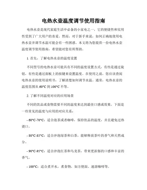 电热水壶温度调节使用指南
