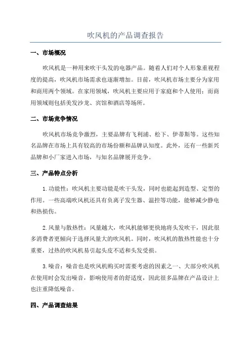 吹风机的产品调查报告