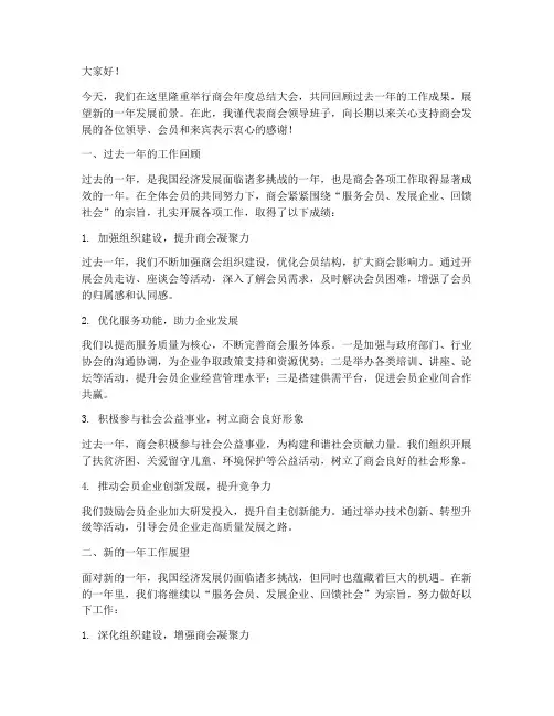 商会领导总结发言稿