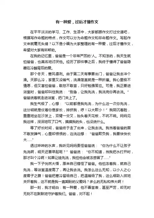 有一种爱，过后才懂作文