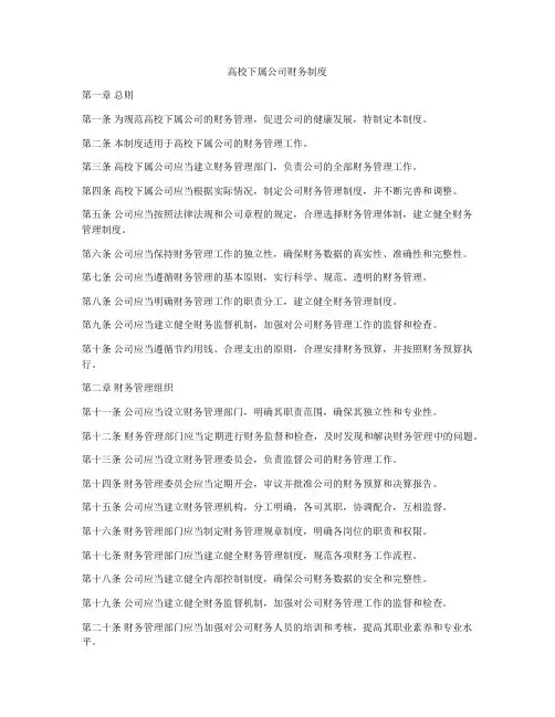 高校下属公司财务制度