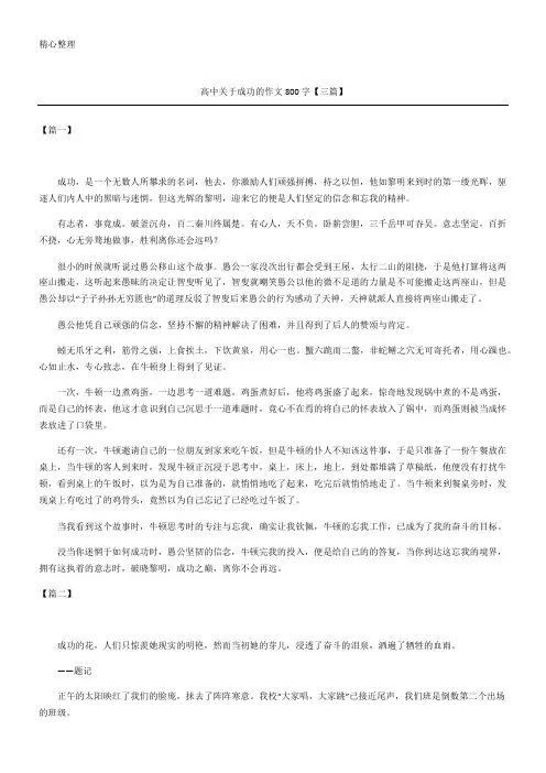 高中关于成功的作文800字【三篇】