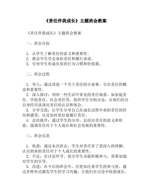 《责任伴我成长》主题班会教案