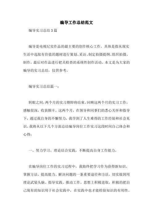 编导工作总结范文
