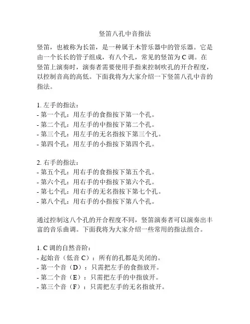 竖笛八孔中音指法