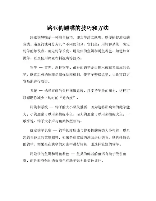 路亚钓翘嘴的技巧和方法