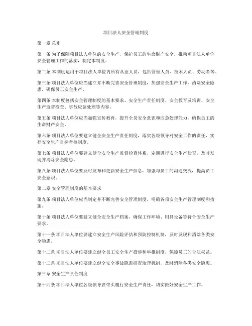 项目法人安全管理制度