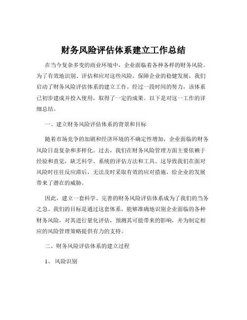财务风险评估体系建立工作总结