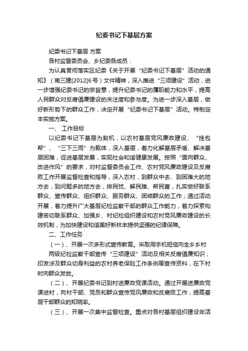 纪委书记下基层方案