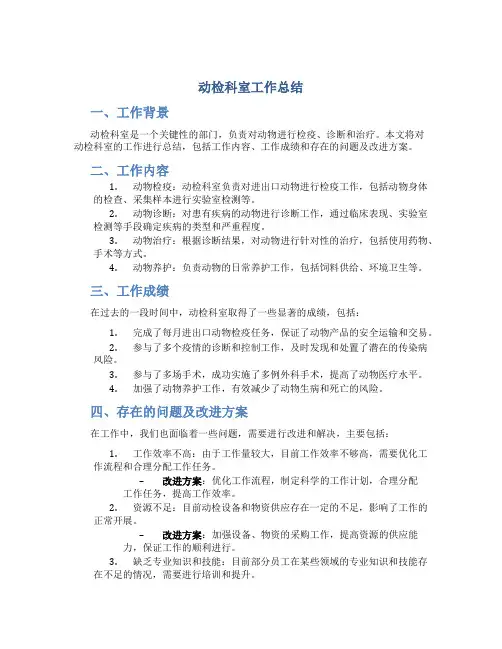 动检科室工作总结