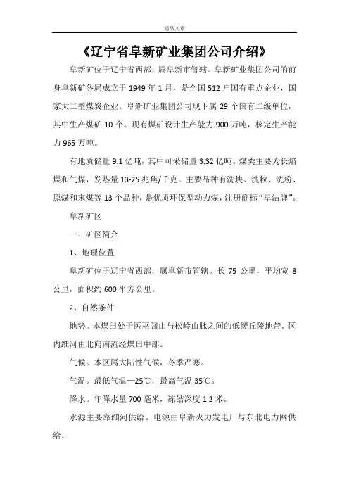 《辽宁省阜新矿业集团公司介绍》