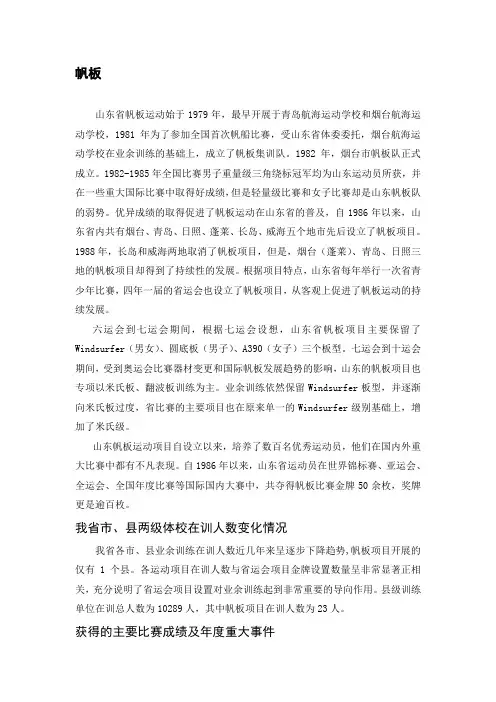 山东帆板史