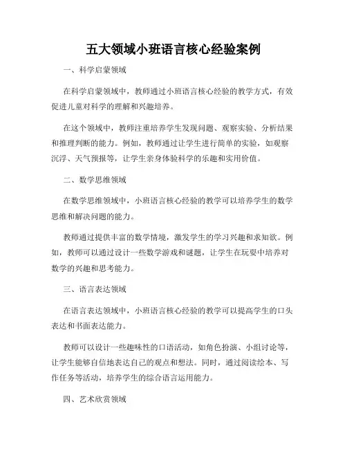 五大领域小班语言核心经验案例