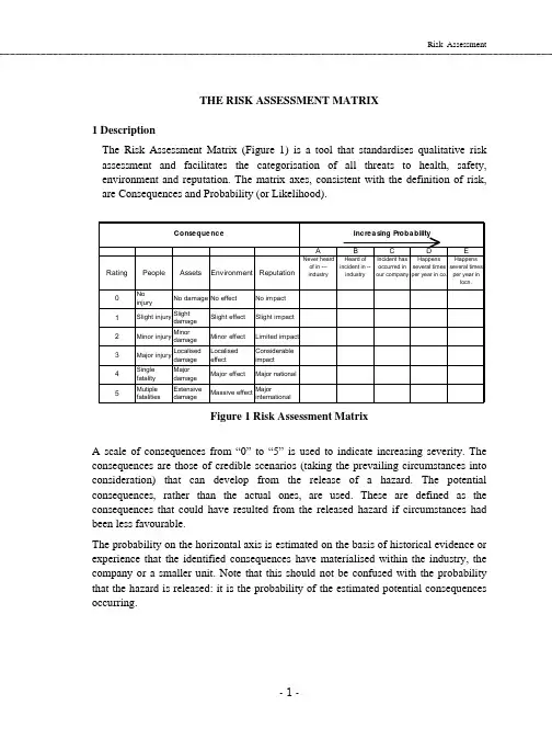 THE RISK ASSESSMENT MATRIX