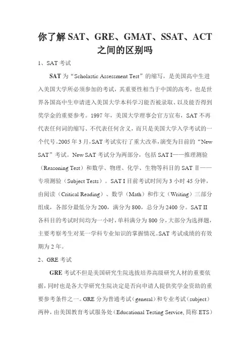 普及知识啦!你了解SAT、GRE、GMAT、SSAT、ACT之间的区别吗