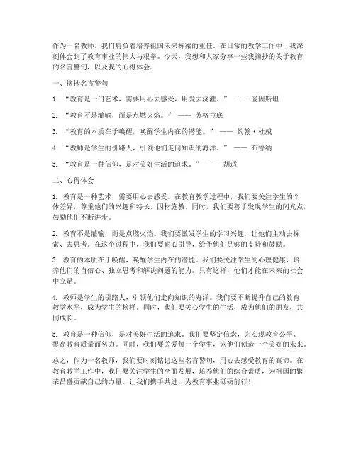 教师摘抄及随笔心得体会