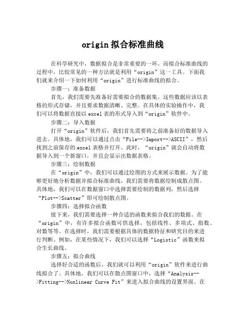 origin拟合标准曲线