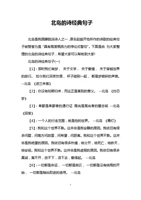 北岛的诗经典句子