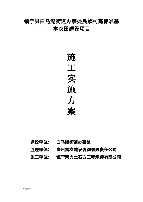 高标准农田建设实施计划方案
