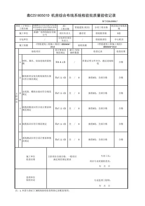 综合布线检验批
