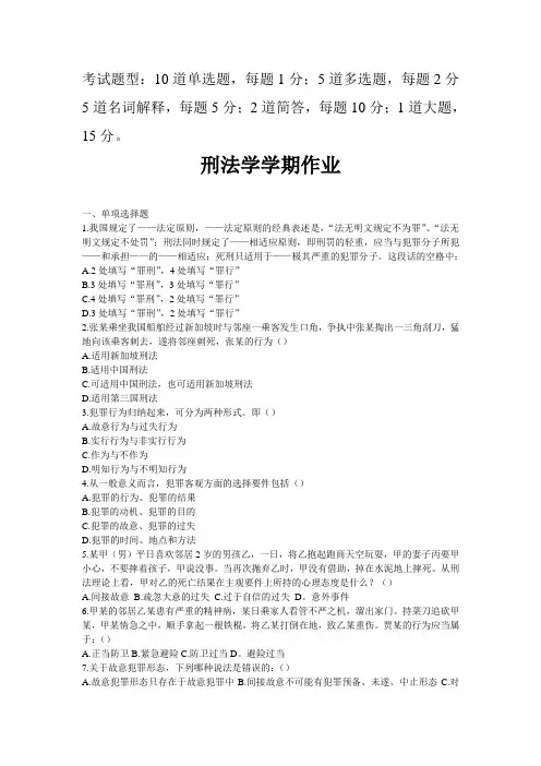 刑法学期末作业