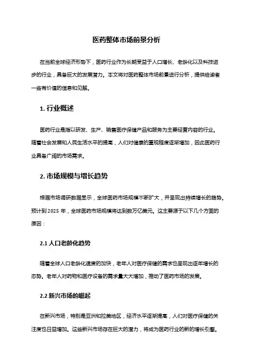 2024年医药整体市场前景分析
