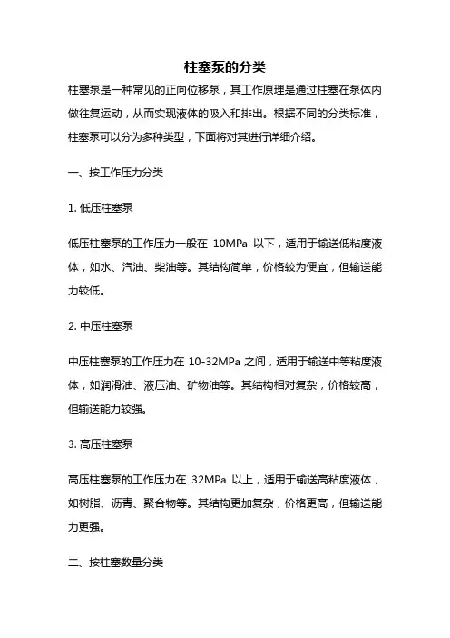 柱塞泵的分类