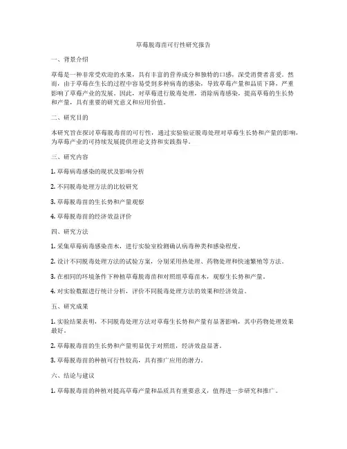 草莓脱毒苗可行性研究报告