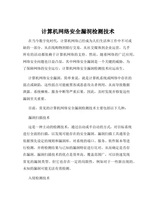 计算机网络安全漏洞检测技术