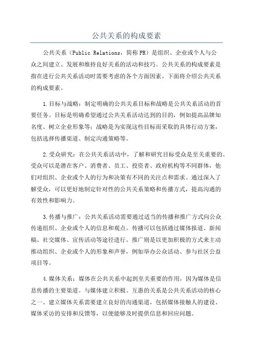 公共关系的构成要素