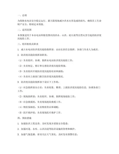 水电厂防洪度汛抢险应急预案