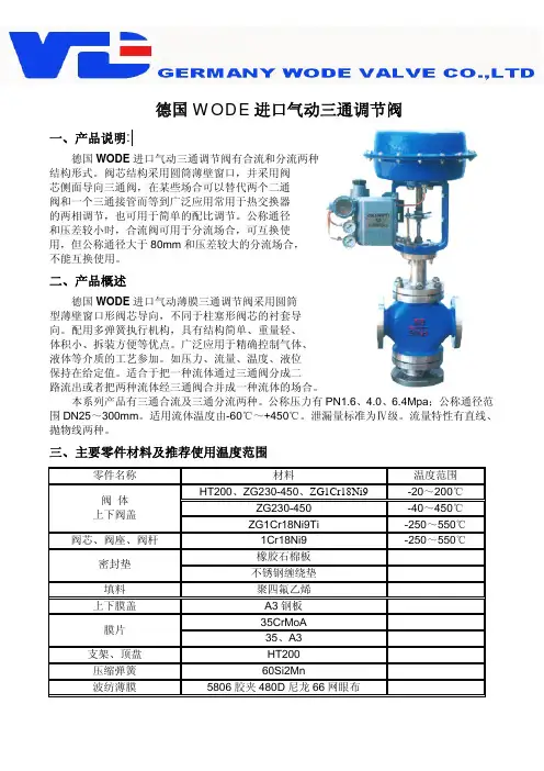 德国 WODE 进口气动三通调节阀 说明书
