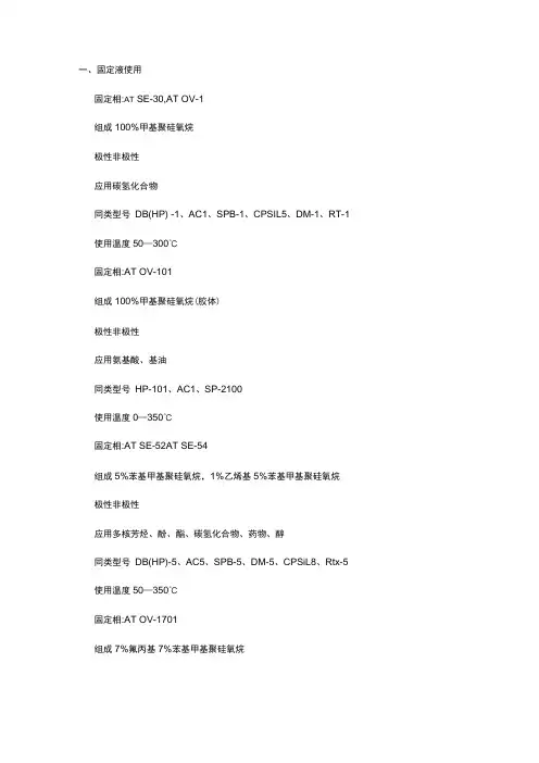 毛细管柱选择与各种毛细管柱介绍